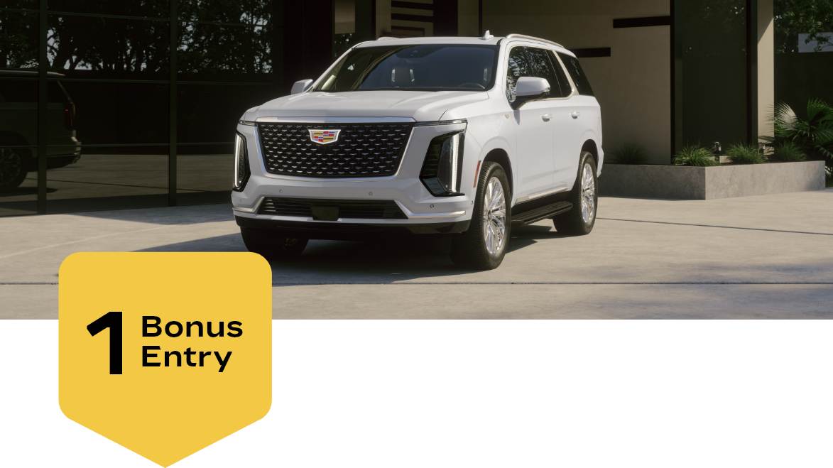 Enter for a chance to win up to $75,000 Towards a new Cadillac.*